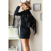 Fringe Western Black Mini Dress
